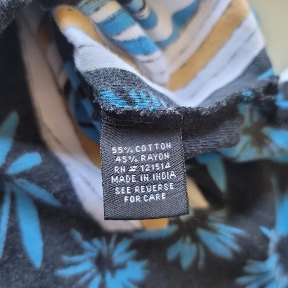 FASHQUE Women's sz M Black Blue Rhinestone Embellished Basic Cotton Top 3/4 Slv - Picture 2 of 10